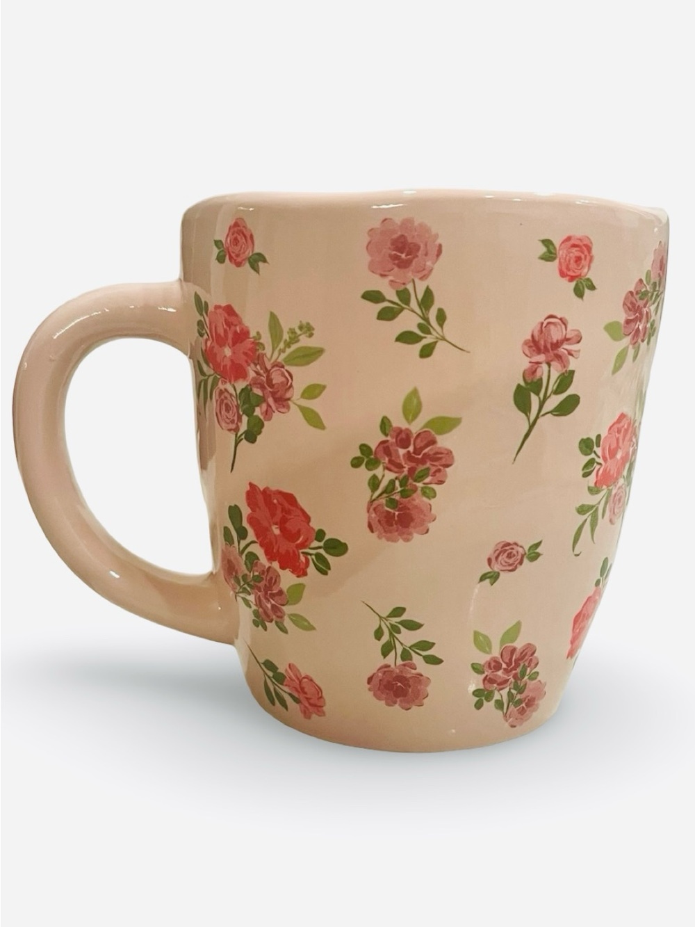 Cherry lane Pink Floral Ditzy Rose Oversized Ceramic Mug